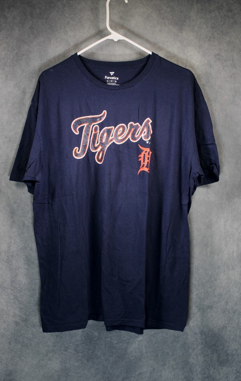 Detroit Tigers Fanatics T-Shirt Mens XL Navy Blue Graphic Tee MLB Baseball